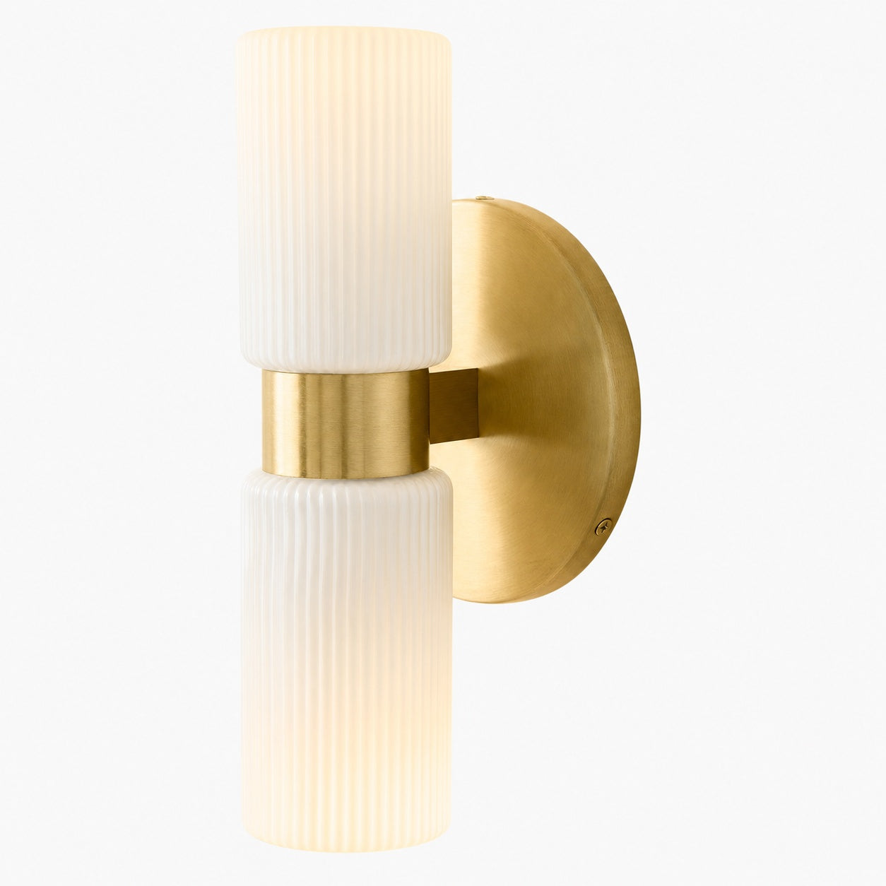 Rivora Modern Fluted Glass Wall Light - Double Short Indoor Outdoor Sconce