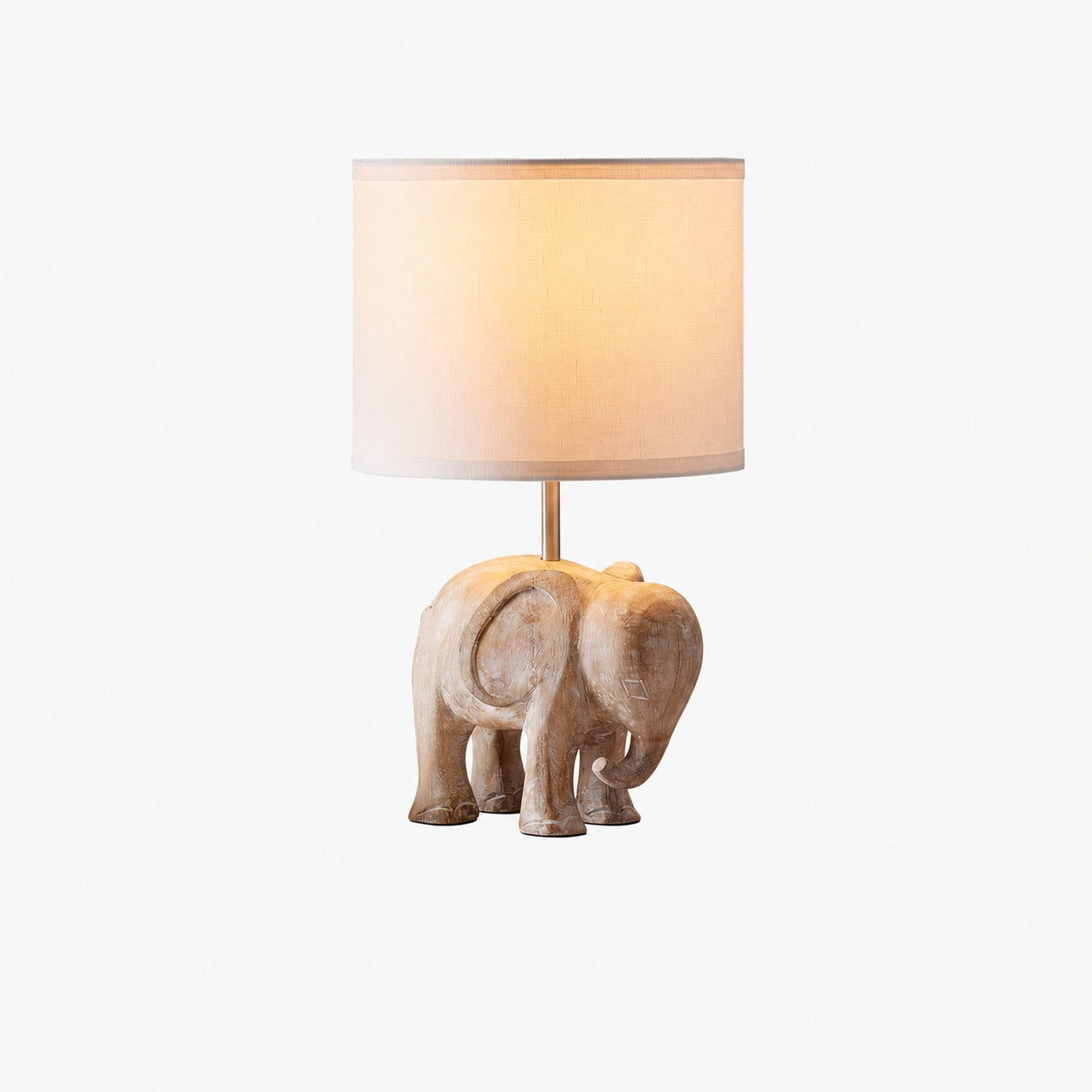 Carved Wood Animal Table Lamp