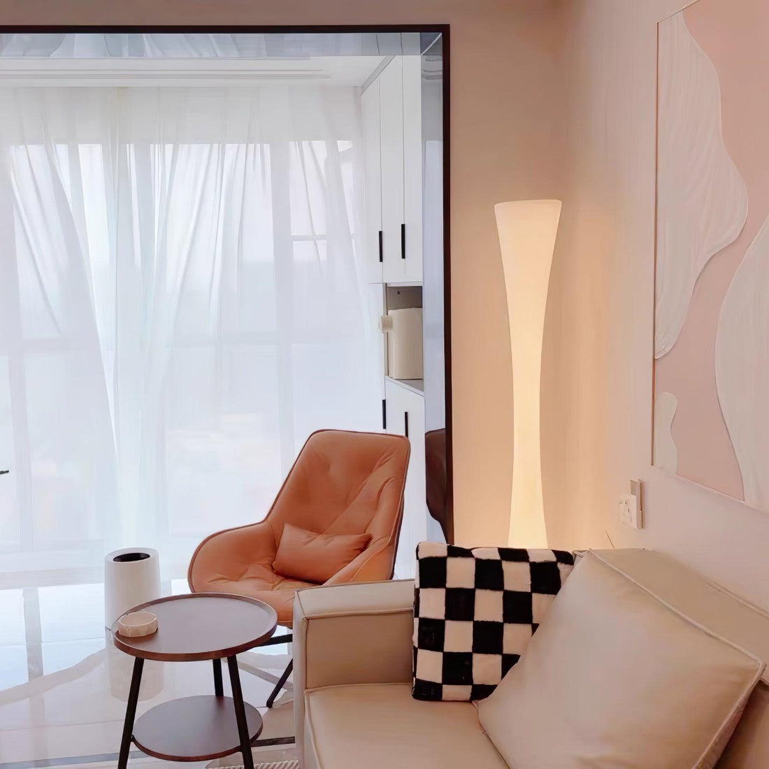 Romantic Simple White Column Floor Lamp