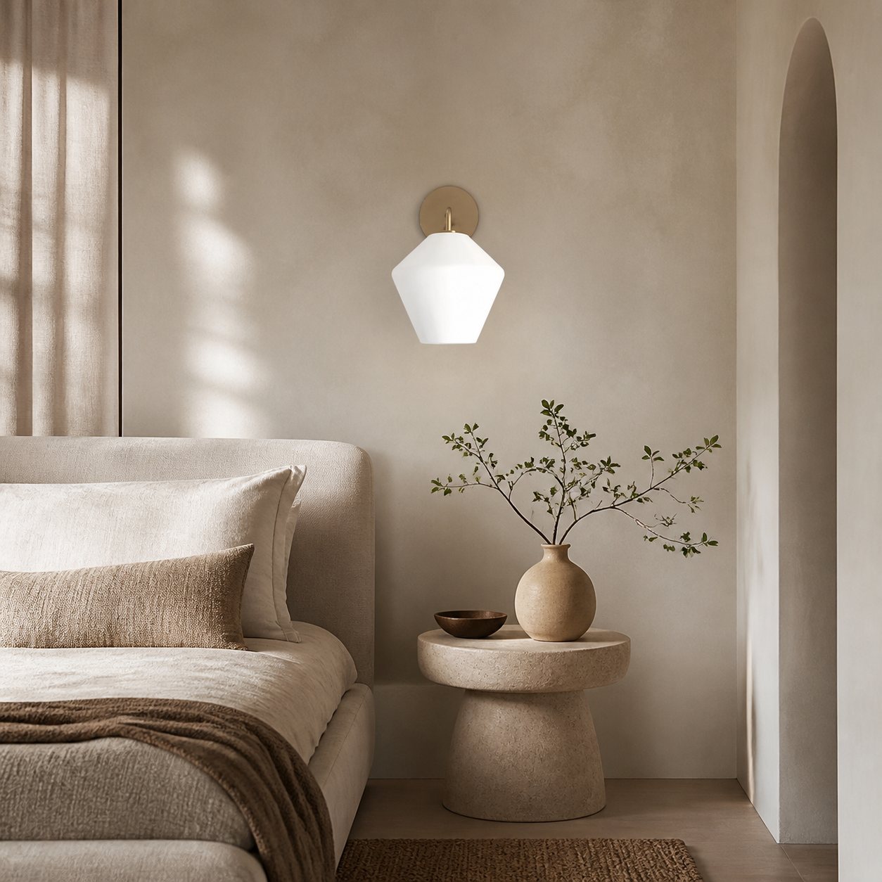 Merin Sculptural Milk Glass Geometric Wall Lamp