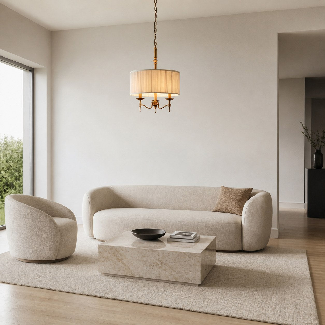 Tela 3-Light Pendant Lamp - Elegant Multi Arm Hanging Light for Living & Dining Spaces