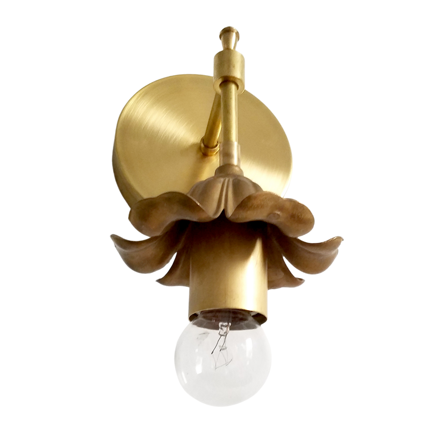 Single Light Brass Wall Sconce - Romantic Bathroom & Hallway Lamp