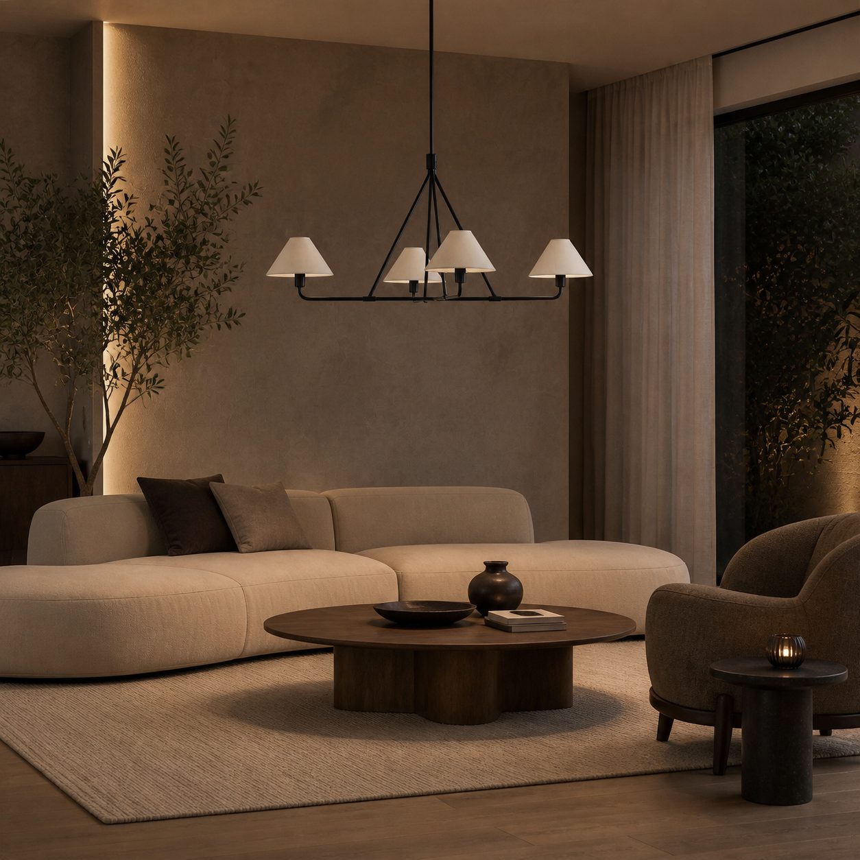 Diora Pendant Light -  Modern Metal Fixture with Linen Shades