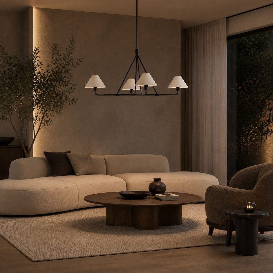 Diora Pendant Light -  Modern Metal Fixture with Linen Shades