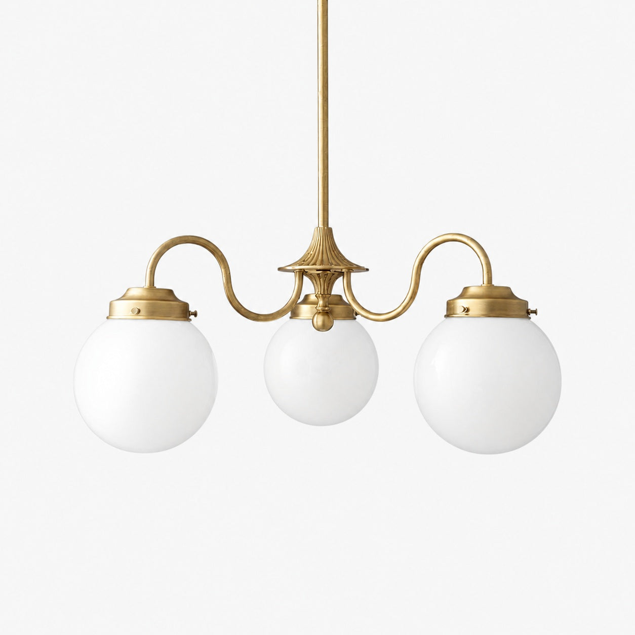Glorica Glass Vintage Globe Chandelier - Brass 3-Light Frosted Glass Hanging Fixture