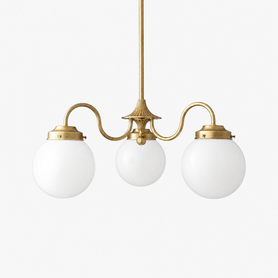 Glorica Glass Vintage Globe Chandelier - Brass 3-Light Frosted Glass Hanging Fixture