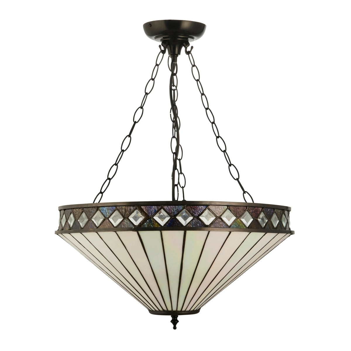 TF Fargo Adjustable Pendant with Stained-Glass Inspired Inverted Shade for Island and Dining