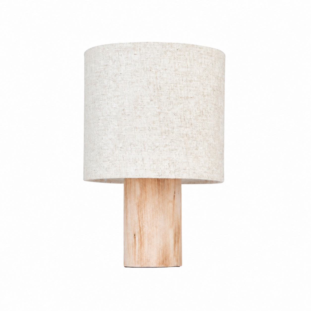 Linemora Simple Wooden Base Table Lamp - Natural Linen Cylindrical Shade for Living Rooms and Bedrooms