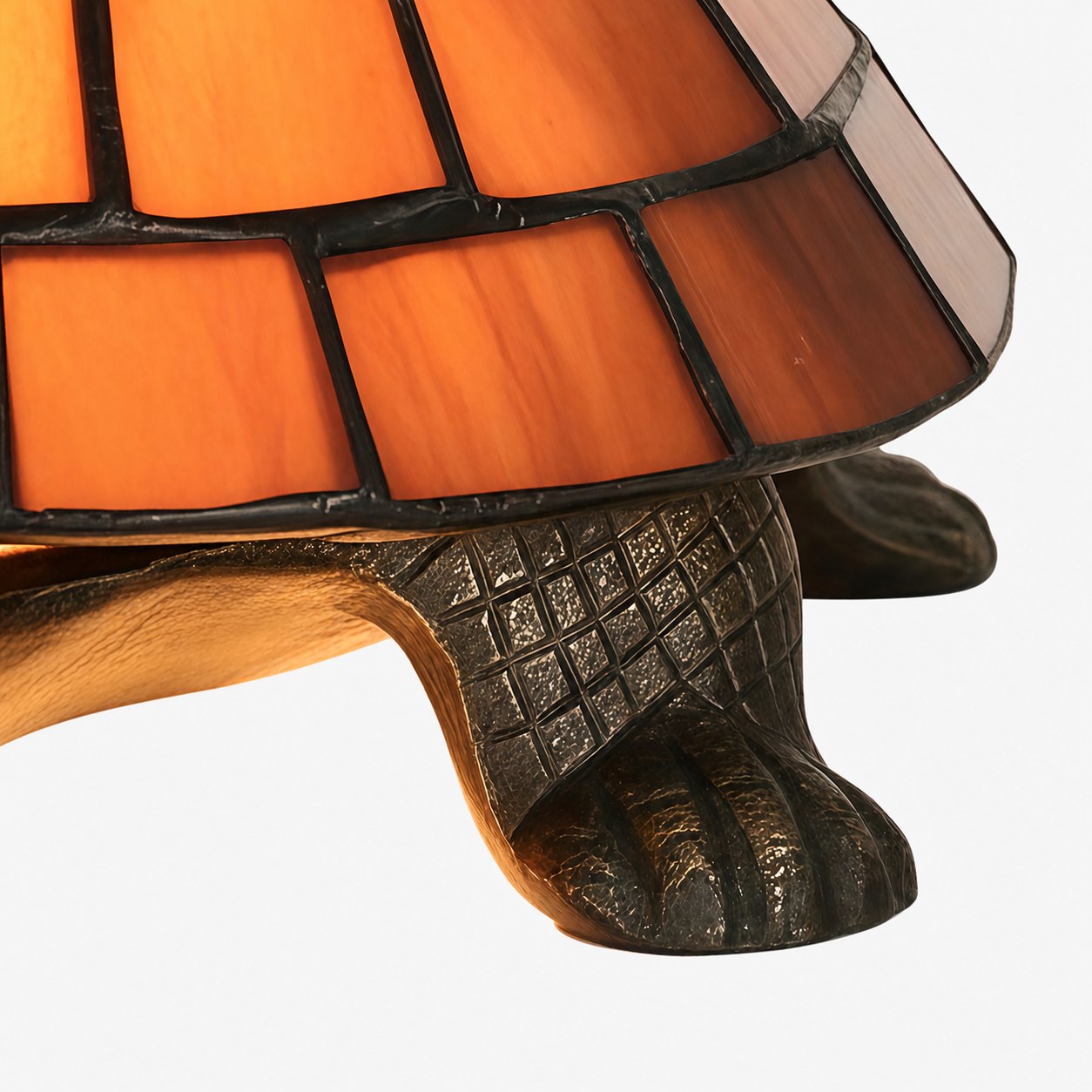 TiffStar Tortoise Pattern Stained Glass Table Lamp - Tiffany Style Decorative Light for Indoor Accent Lighting