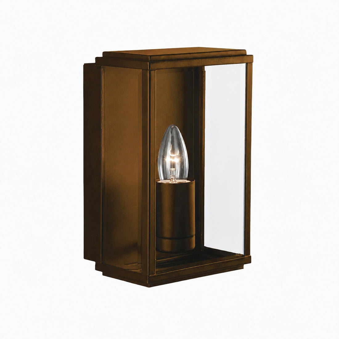 Boxar Outdoor Wall Lantern – Metal Frame and Clear Glass for Porches or Entryways