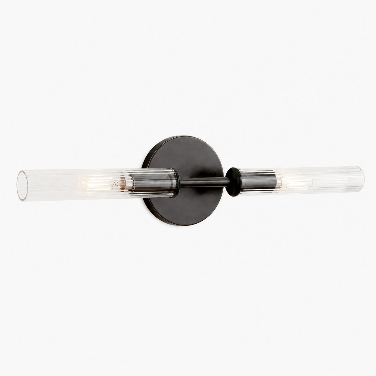 Bravira Ribbed Glass Wall Lamp - Tube Metal Light in Classic Finishes