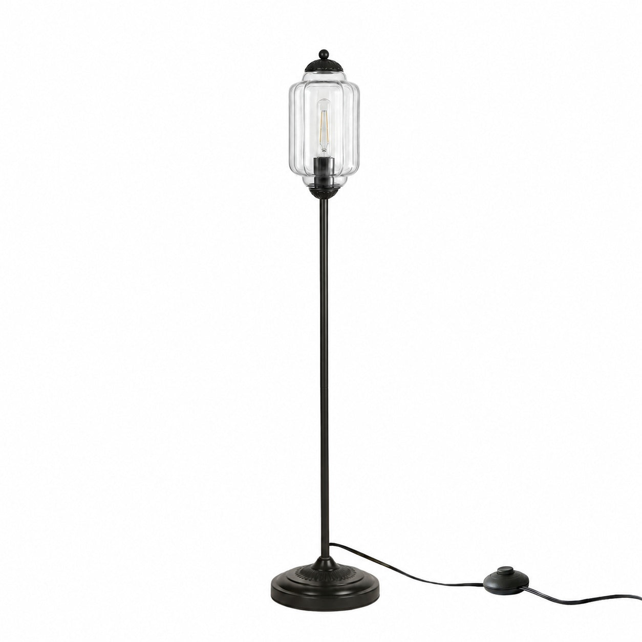 Eloise Textured Glass Pumpkin-Inspired Floor Lamp - Organic Artistry and Retro Style for Living Rooms