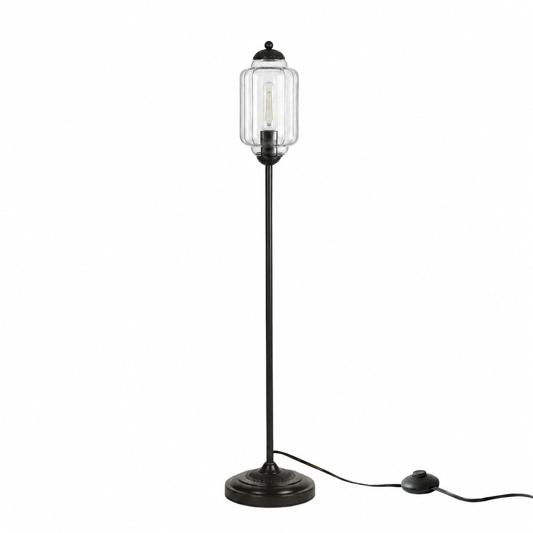 Eloise Textured Glass Pumpkin-Inspired Floor Lamp - Organic Artistry and Retro Style for Living Rooms