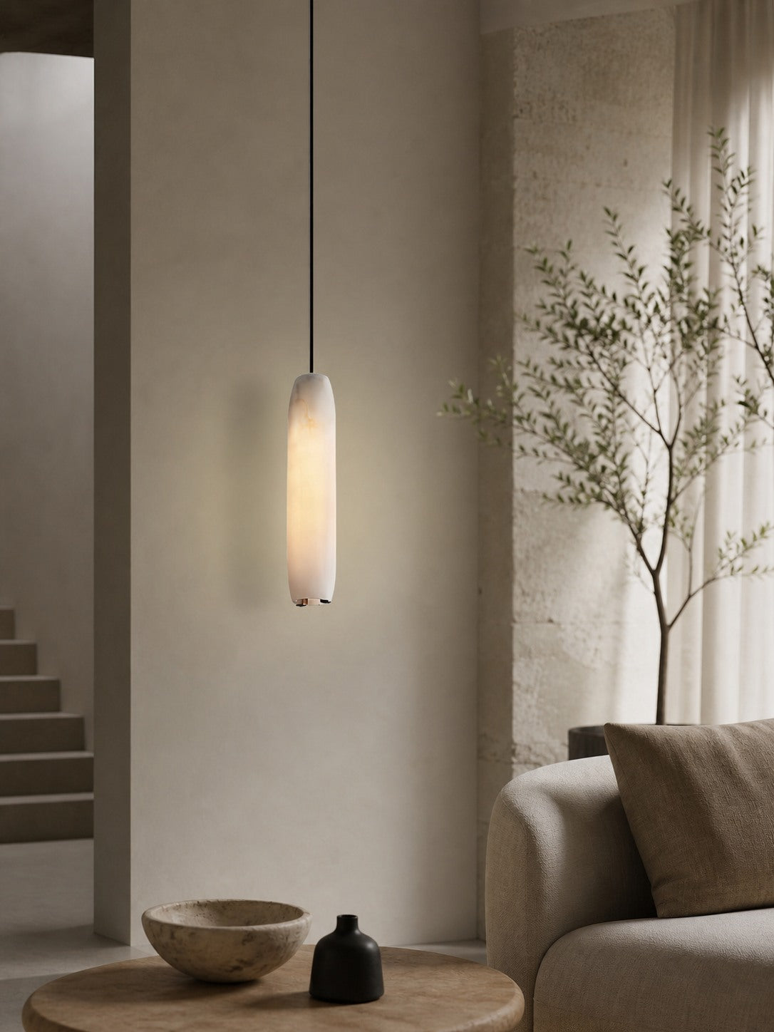 Alabaster Flute Pendant Light