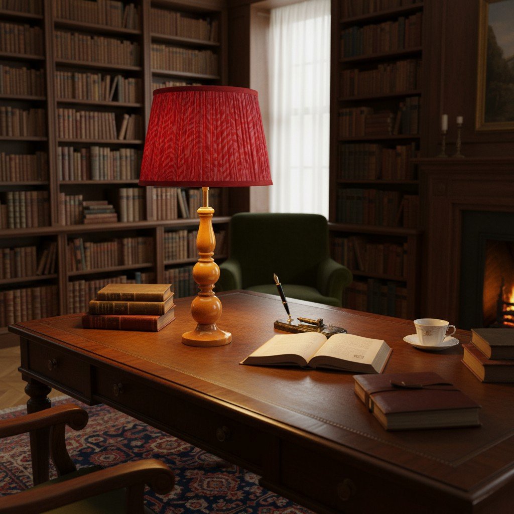 Grainora Table Lamp with Wooden Grain Base - Fabric Lampshade for Living Rooms