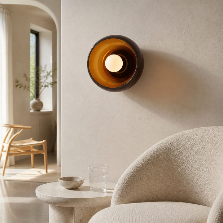 Haelen Alistair Retro Bowl-Shade Wall Sconce - Glass or Alabaster Wall Light for Living Room