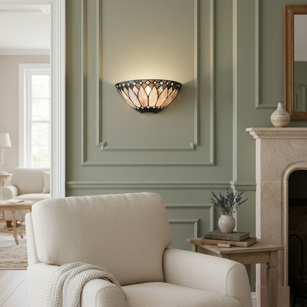 TF Brooklyn Elegant Wall Light - Art Deco Glass Wall Sconce for Living Room or Hallway