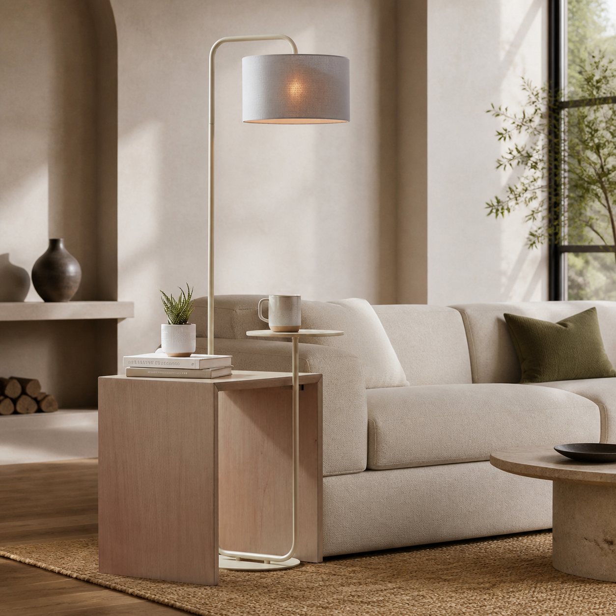 Lirra Multi-Functional Floor Lamp with Table-Top Design – Stylish Standing Lamp for Living Areas