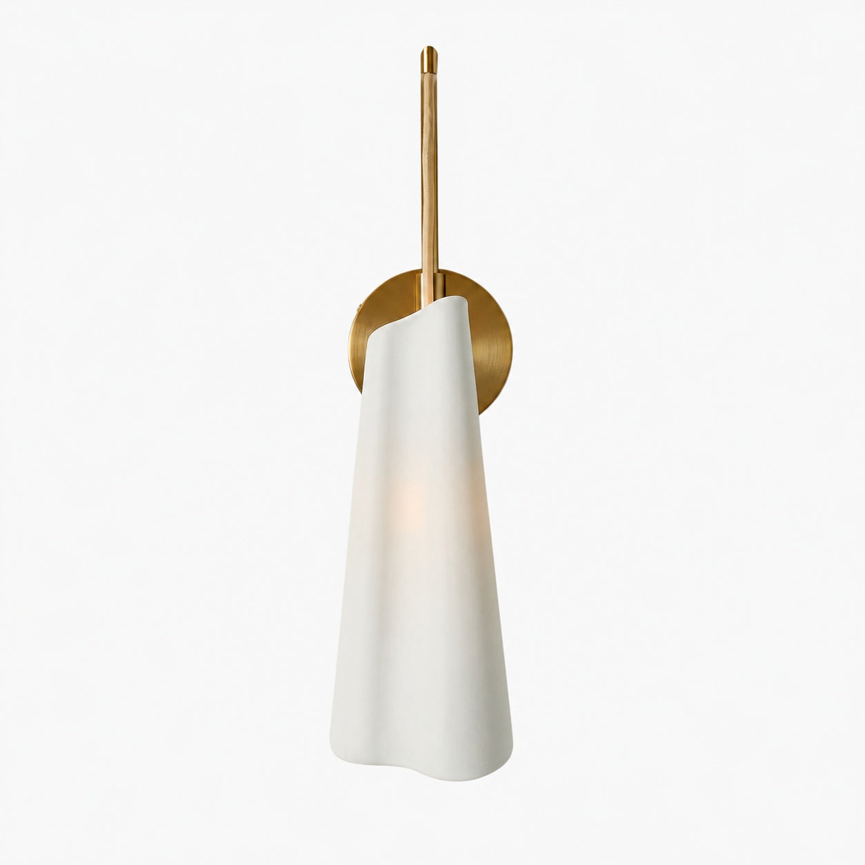 Orovia Sleek Wall Sconce – Ceramic Glass & Metal Champagne Brass