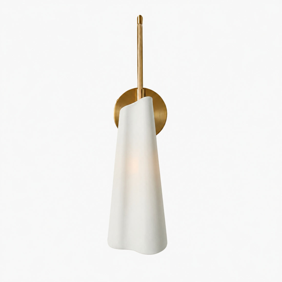 Orovia Sleek Wall Sconce – Ceramic Glass & Metal Champagne Brass