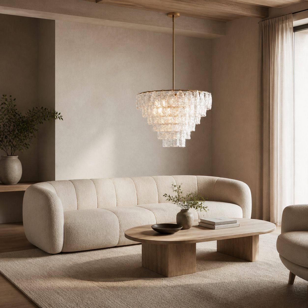 Lumvey Glass Round Chandelier - Elegant Pendant Light for Dining Room and Living Room