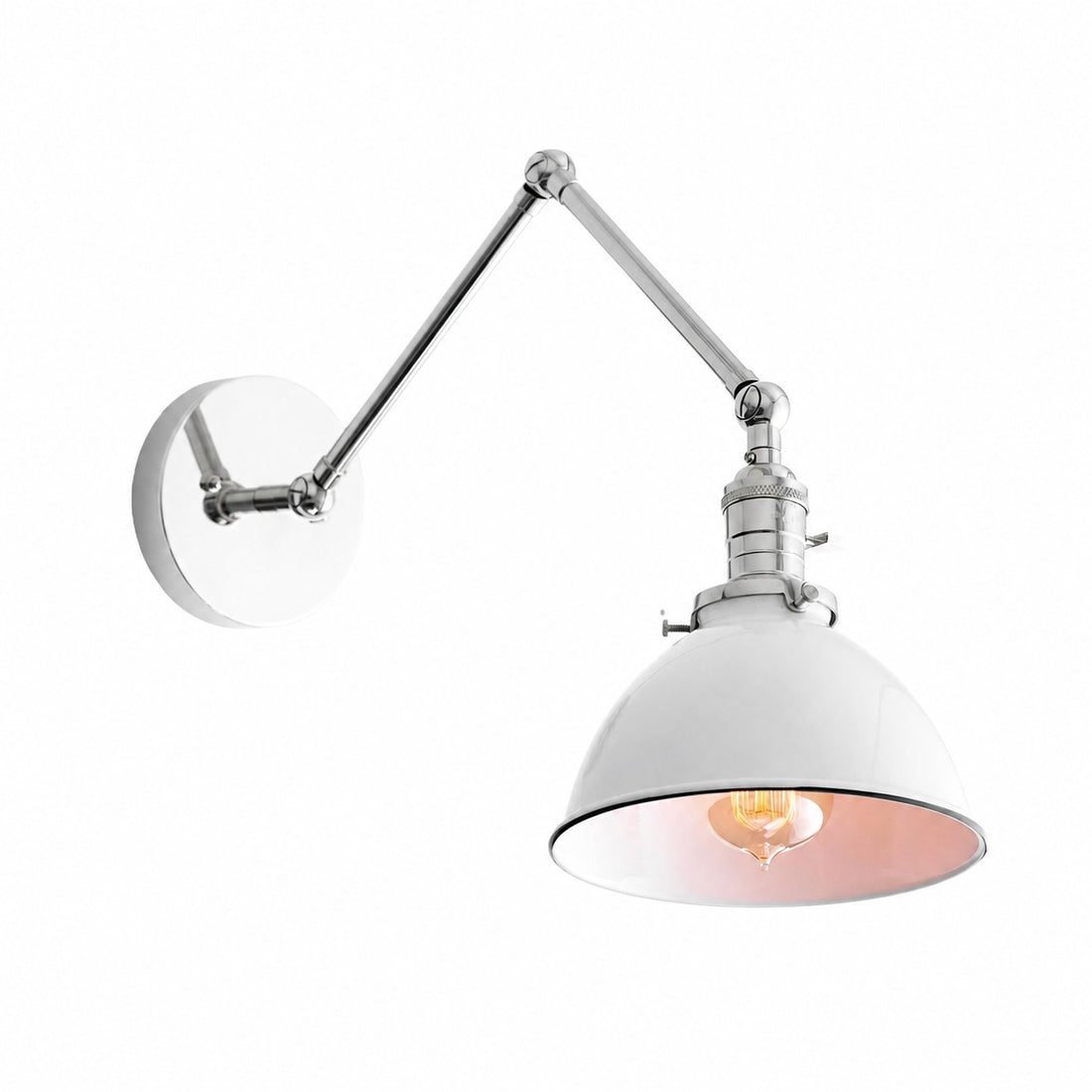 Conique Metal Vintage Industrial Swing Arm Wall Lamp - Adjustable Dome Shade for Study