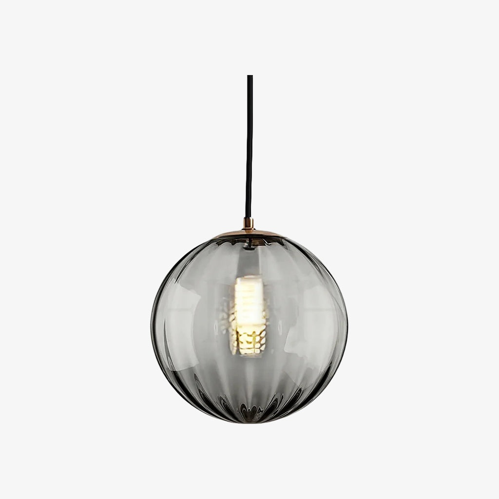 Lunorie Iron Metal Glass Globe Pendant Light - Sculpted Adjustable Pendant for Dining Spaces