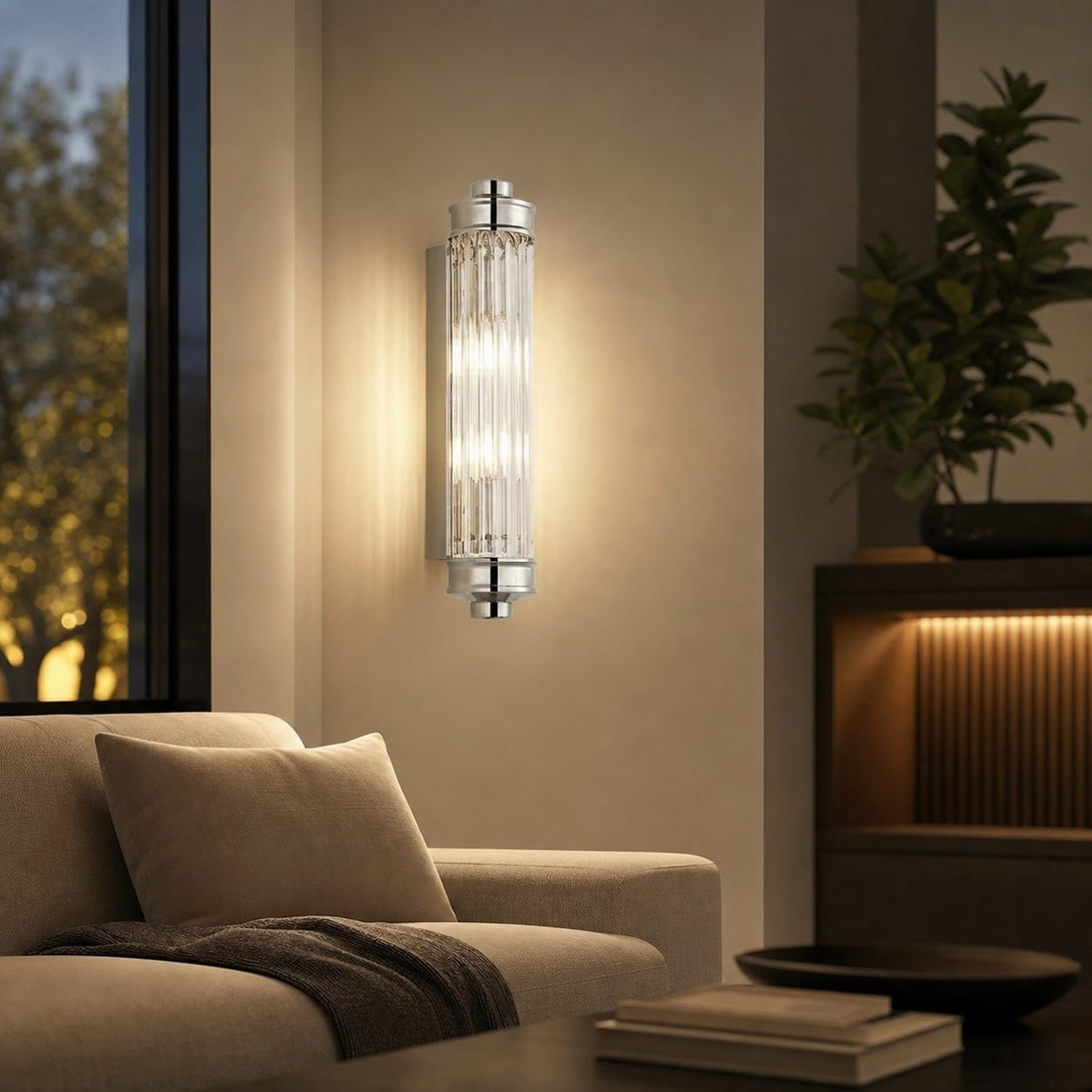 Bravira Ribbed Cylindrical Glass Wall Sconce - Modern Nordic Wall Light for Hallway and Living Space U03