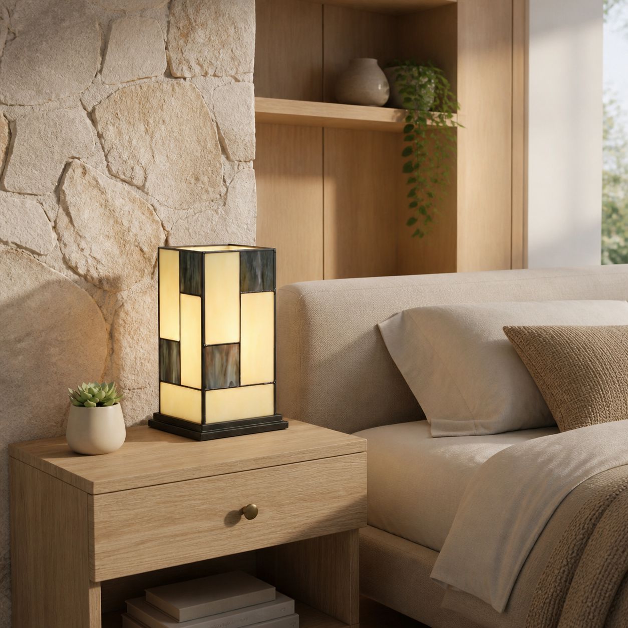 TF Manchester Square Table Lamp - Classic Glass for Living Room and Bedroom