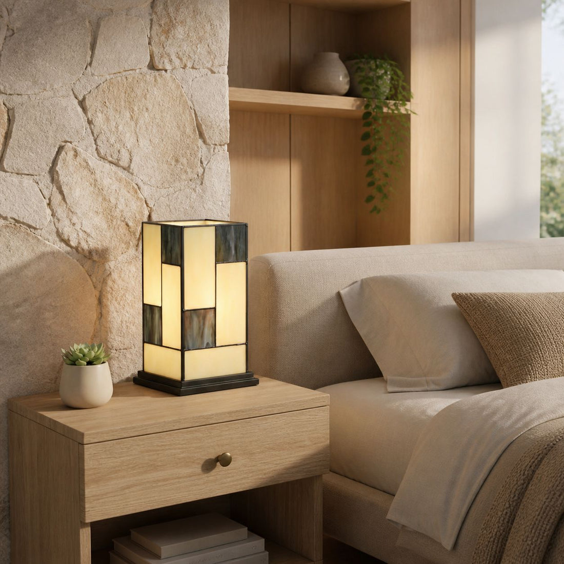 TF Manchester Square Table Lamp - Classic Glass for Living Room and Bedroom