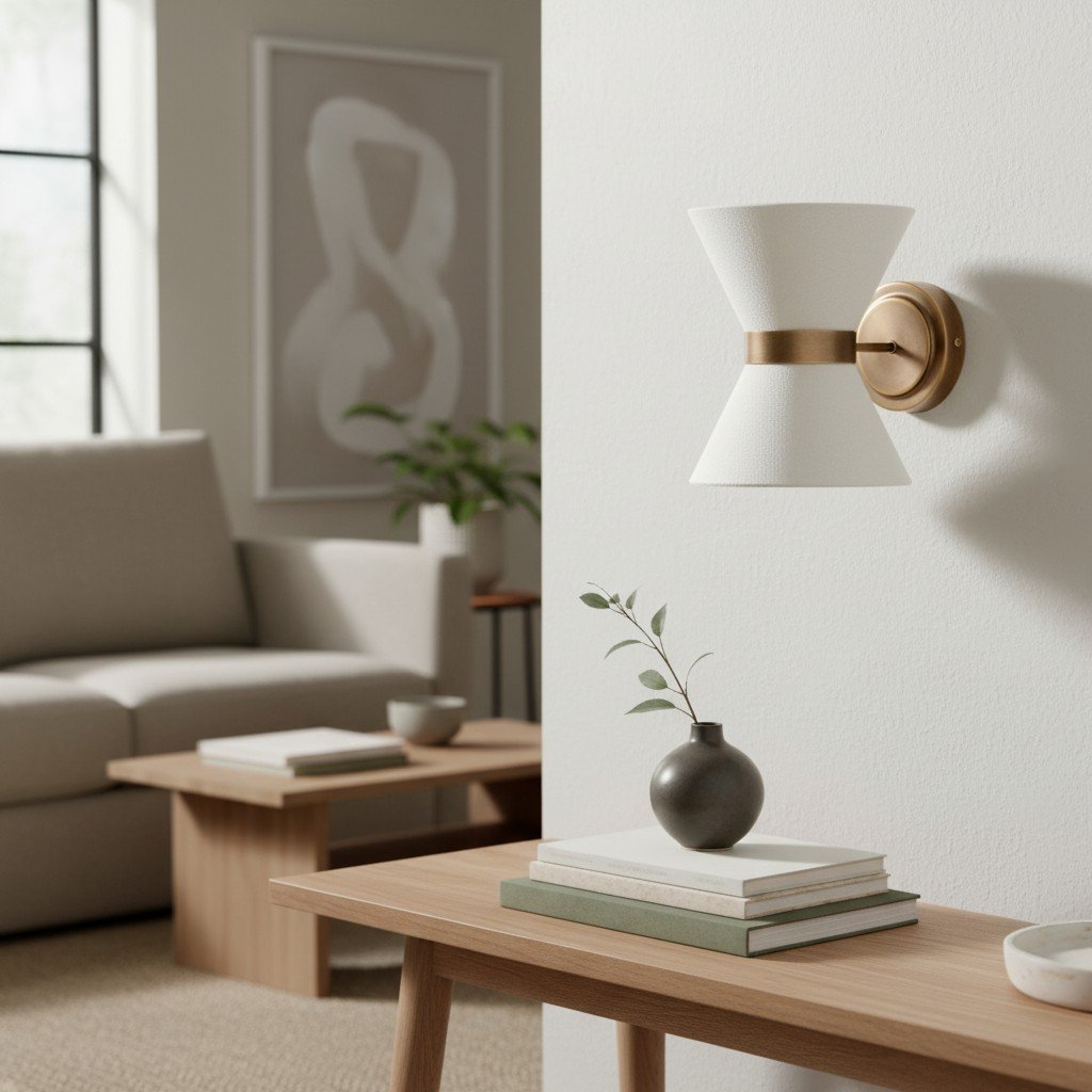 Ankora Wall Light - Bow-Tie Linen Shade Design Aged Brass Metal Sconce for Hallway