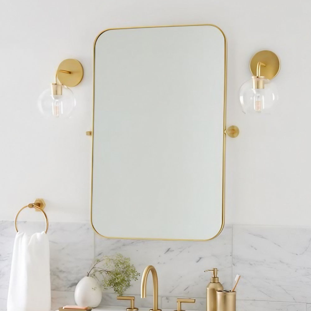 Sculptural Glass Geo Sconce - Modern Bathroom Mirror Globe Wall Light