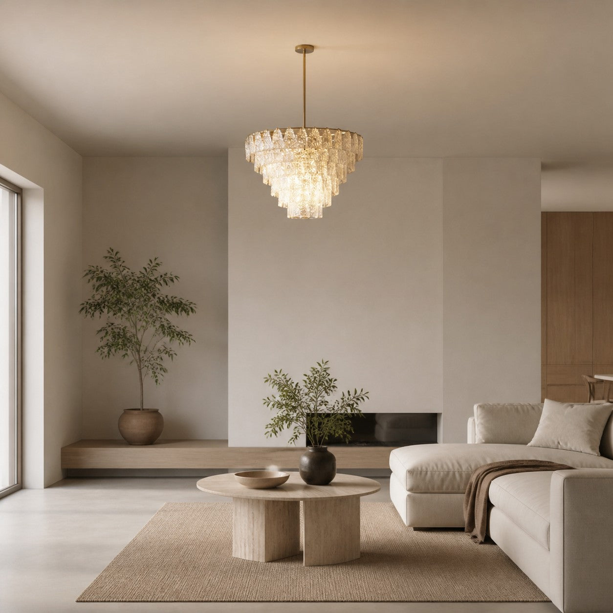 Lumvey Glass Round Chandelier - Elegant Pendant Light for Dining Room and Living Room