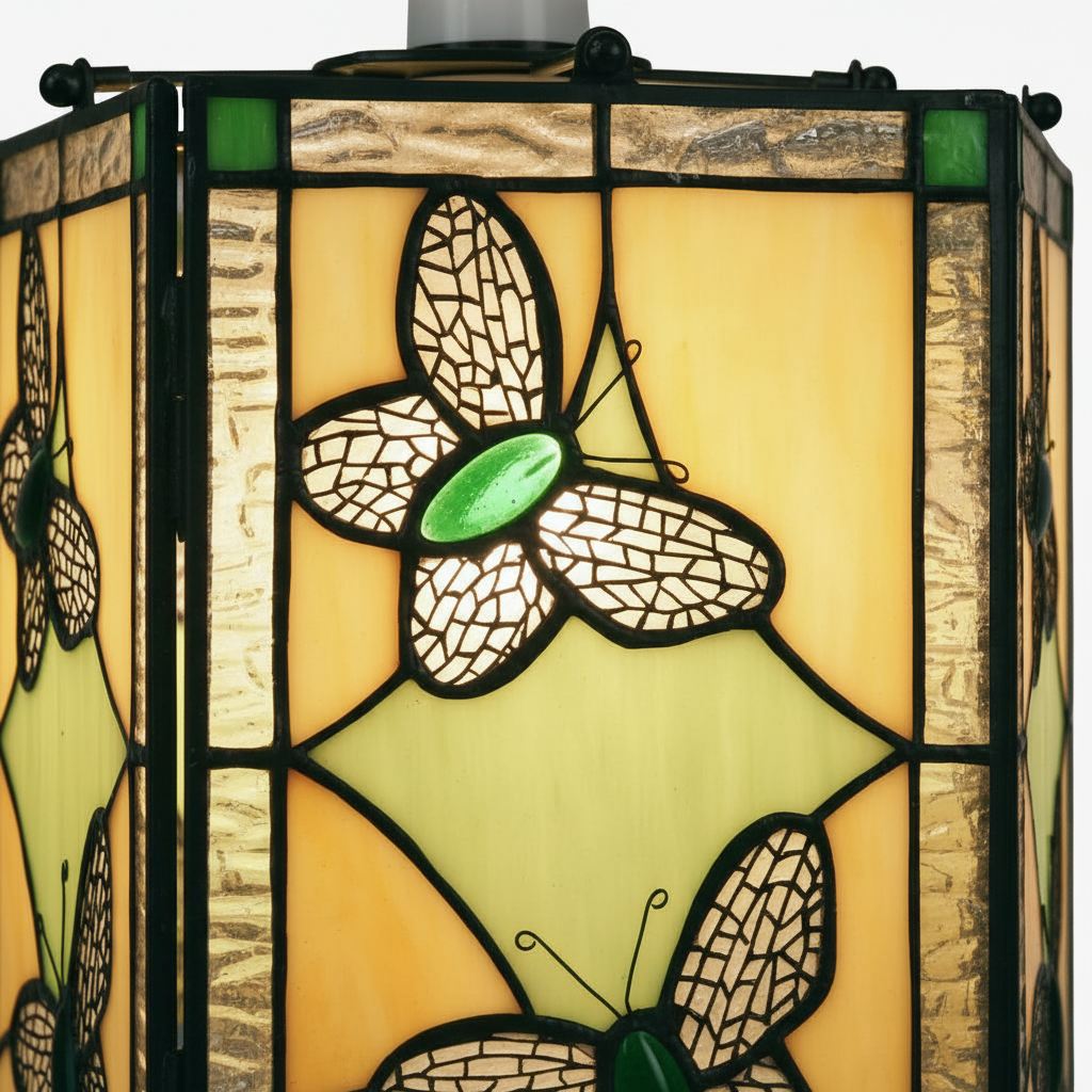 TF Butterfly Pendant Lamp - Artistic Stained Glass Pendant Light for Living Room or Bedroom