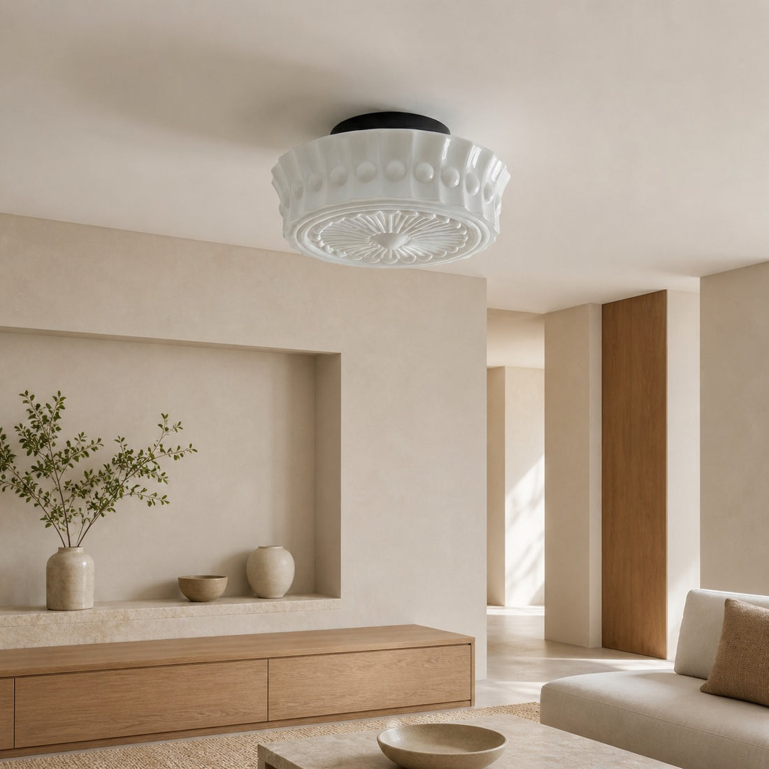 Rigidus Curved Ceiling Light - Minimalist Glass for Living Rooms and Hallways
