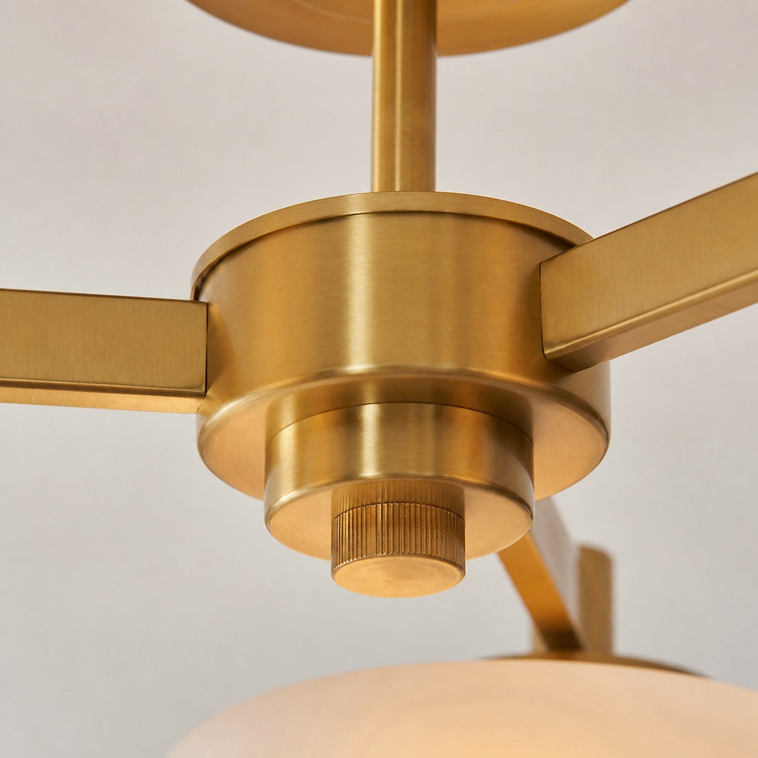 Zirvos Pendant with Frosted Opal Globes and Brushed Brass Frame for Living and Dining