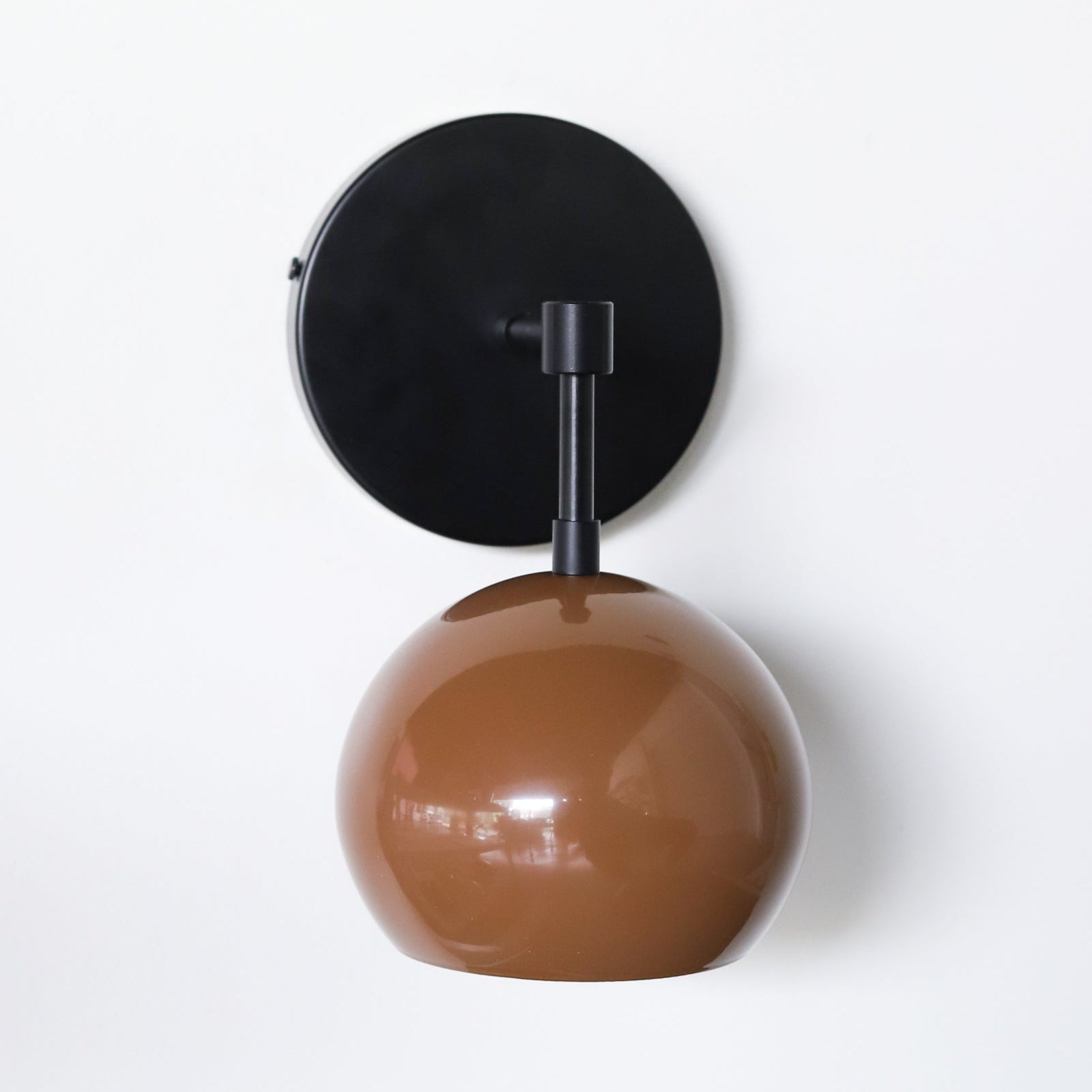 Mid-Century Modern Wall Sconce - Fudge Brown Shade with Brass or Black