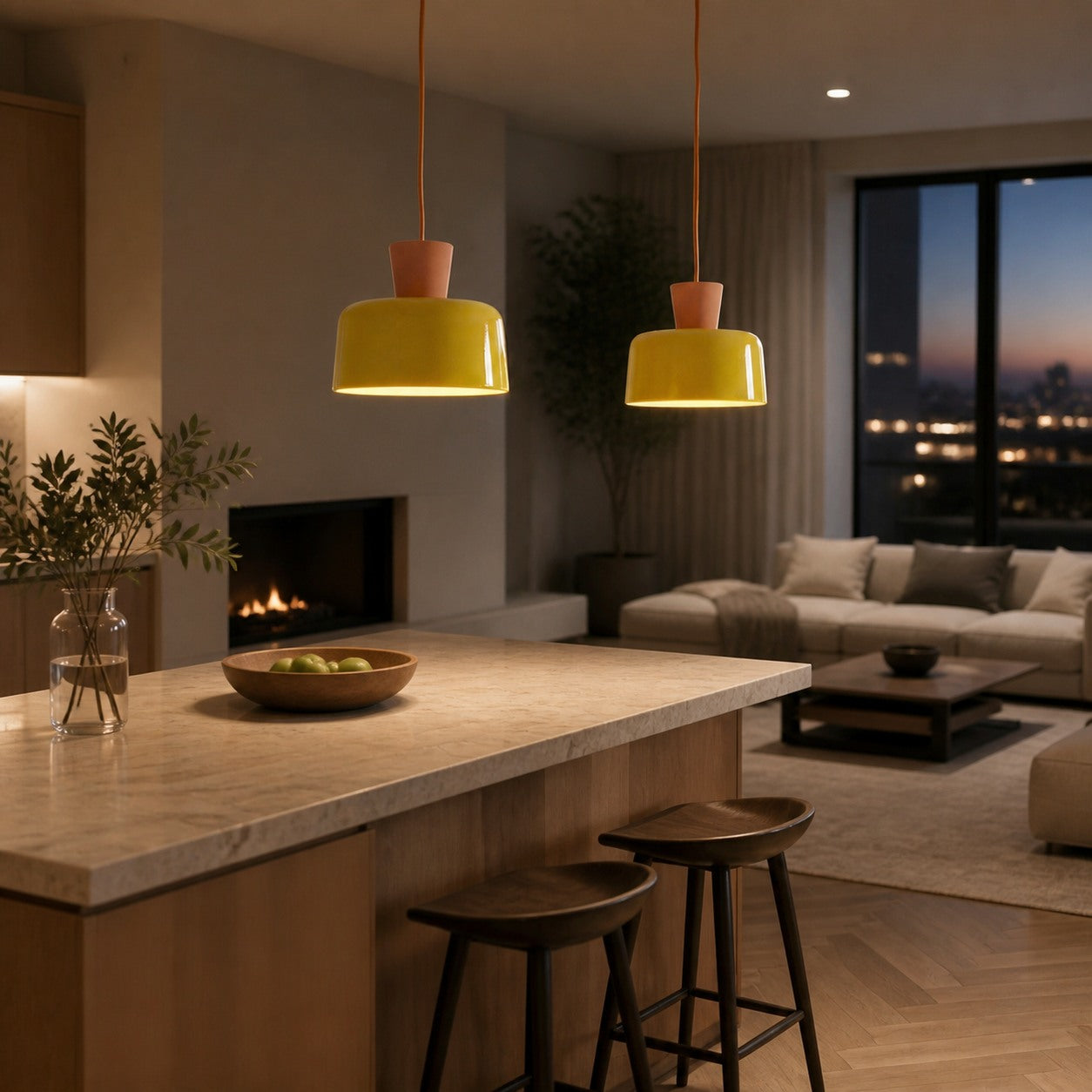 Chromara Retro Modern Colorful Bowl Pendant Light for Kitchen Island and Dining Room