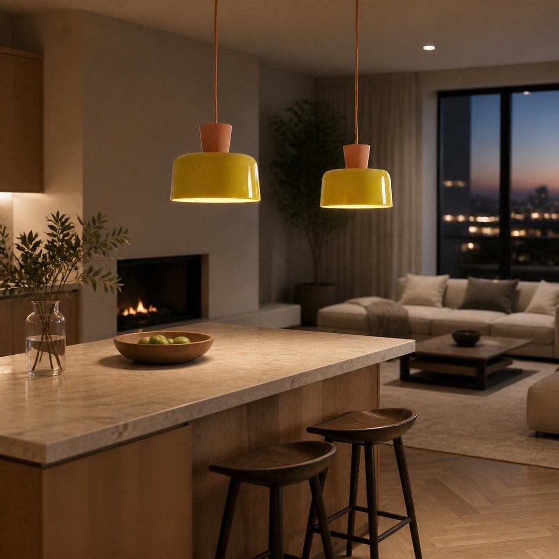 Chromara Retro Modern Colorful Bowl Pendant Light for Kitchen Island and Dining Room