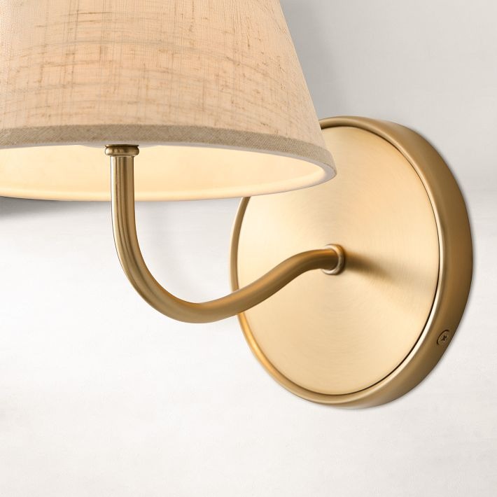 Fibura Sleek Metal Linen Shade Wall Light - Wall-Mounted Art