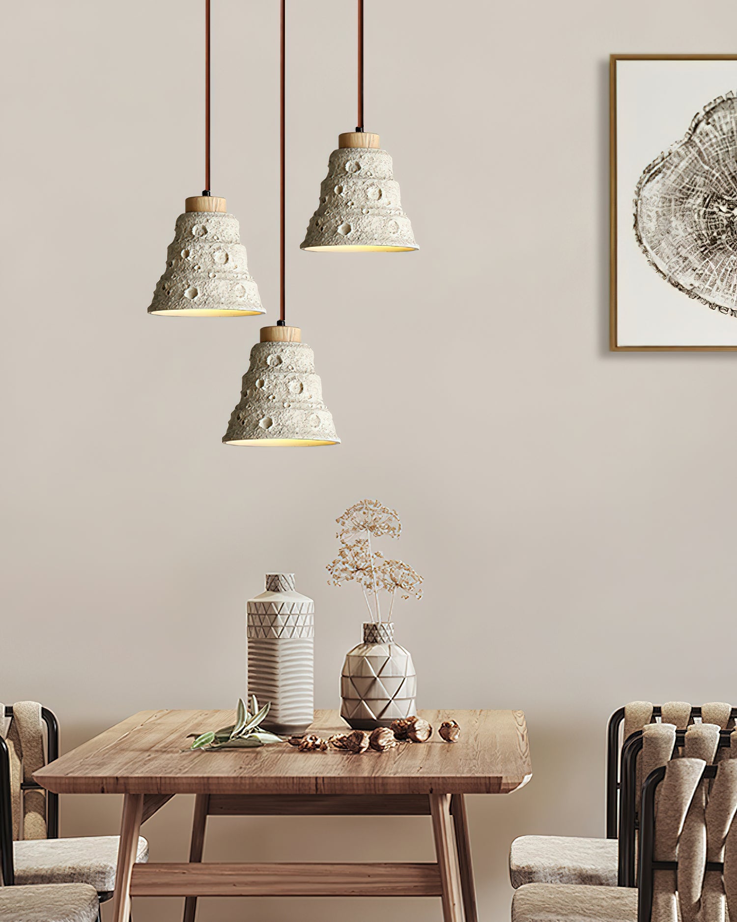 Japanese Wabi Sabi Cement Bell Shape Pendant Light
