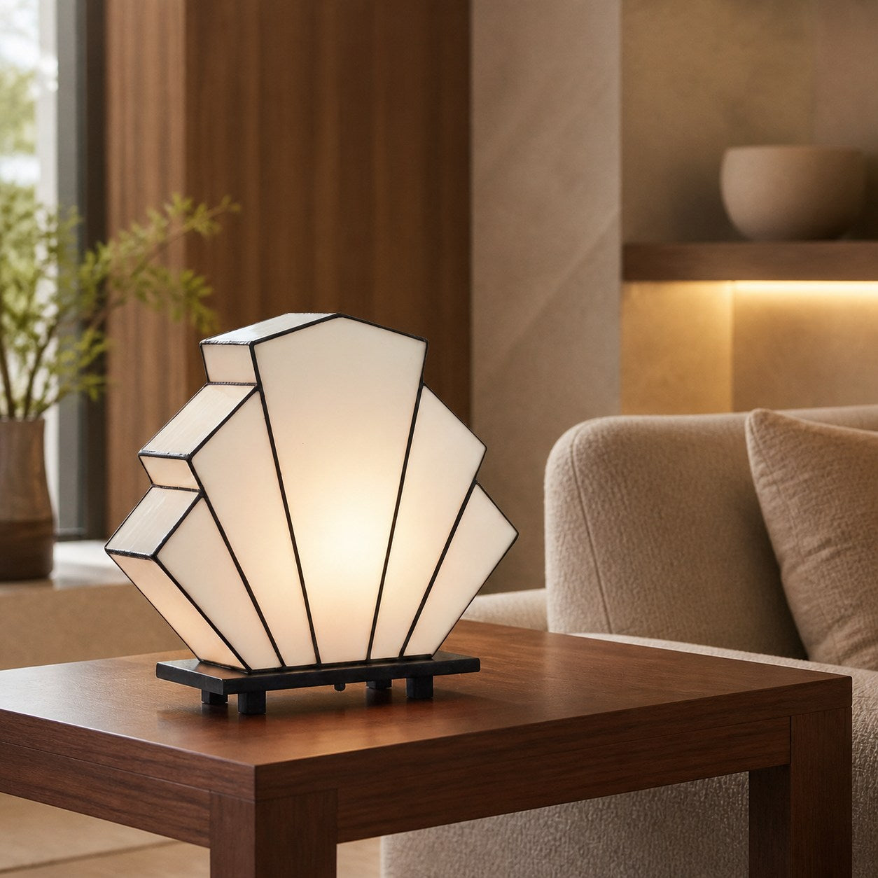 Kelsar Classic Stained Glass Table Lamp – Hand Cut Stained Glass Art Deco Table Lamp for Living Room or Bedroom