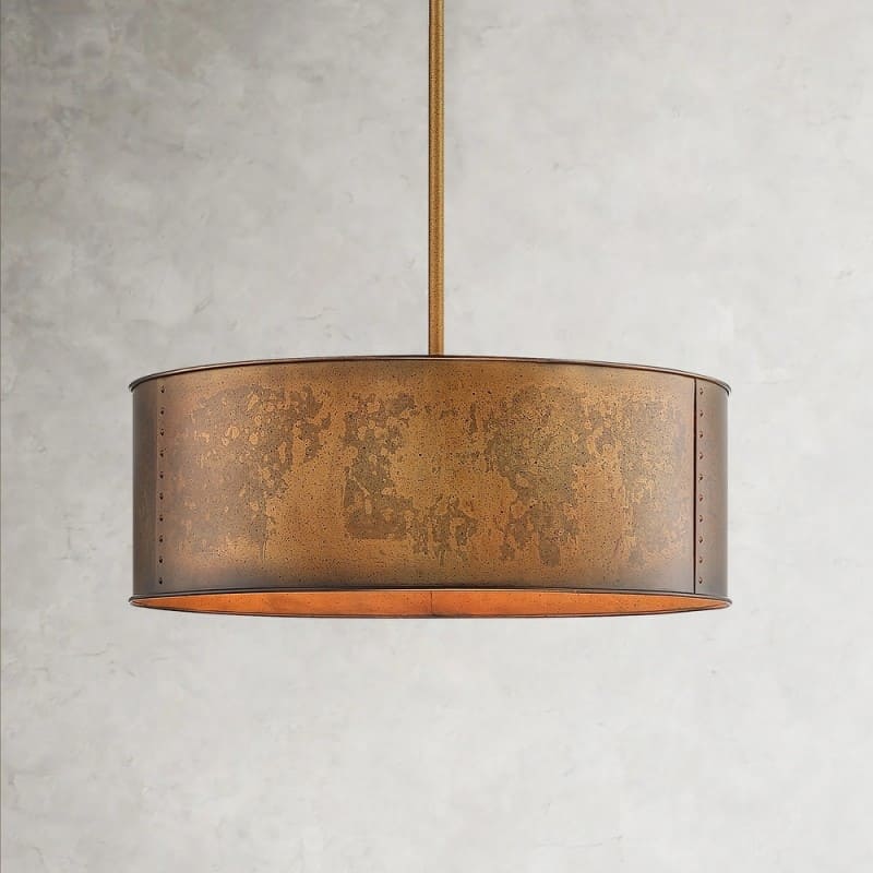 Black Metal Drum Pendant Lamp - Industrial 4 - Light Chandelier