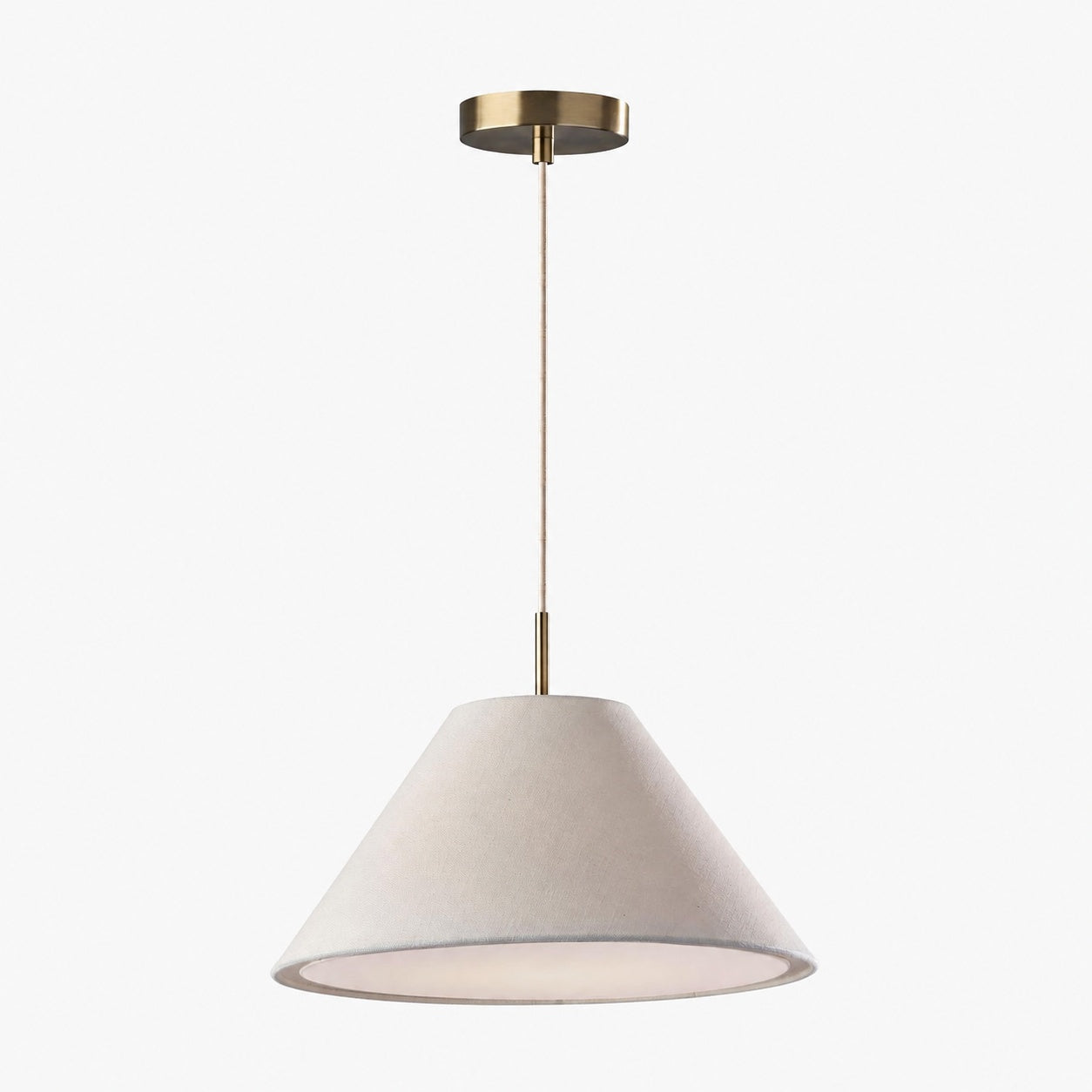 Lorvion Linen Drum Shade Flush Mount & Pendant - Antique Brass Ceiling Light