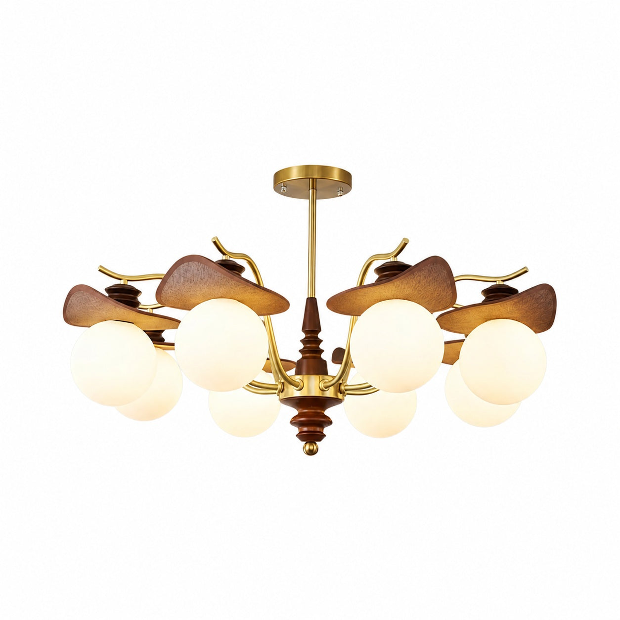 Solvane Multi Arm Chandelier with Glass Shades - Retro Decorative Lighting for Dining Room