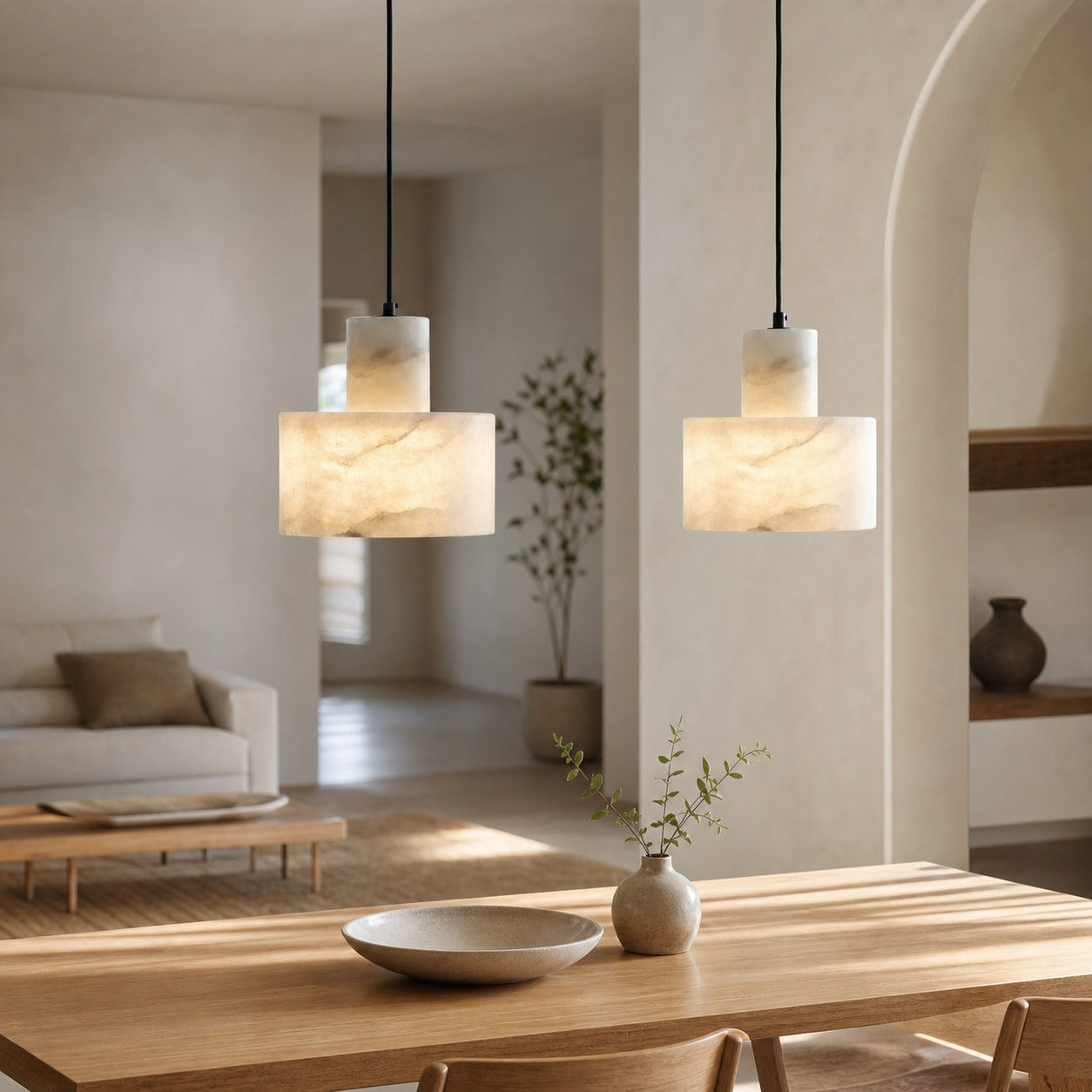Cylorion Alabaster Pendant Lamp – Modern Minimalist Hanging Light for Dining Room