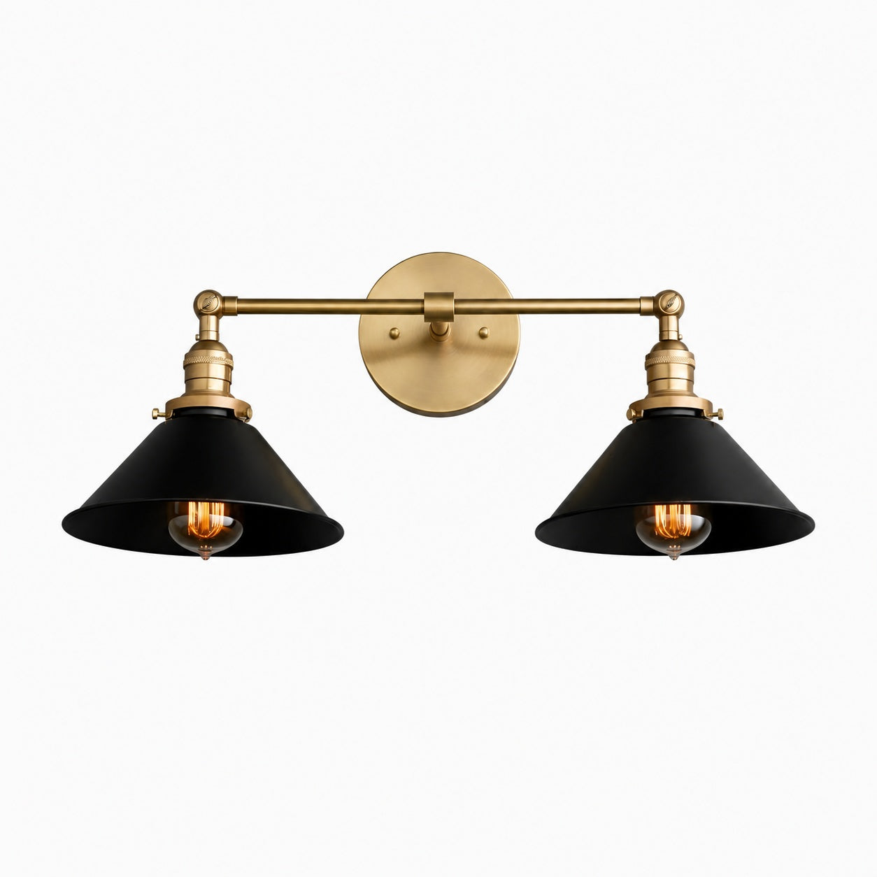 Conique Metal Industrial Wall Sconce with Dual Cone Shades - Vintage Metal Finish