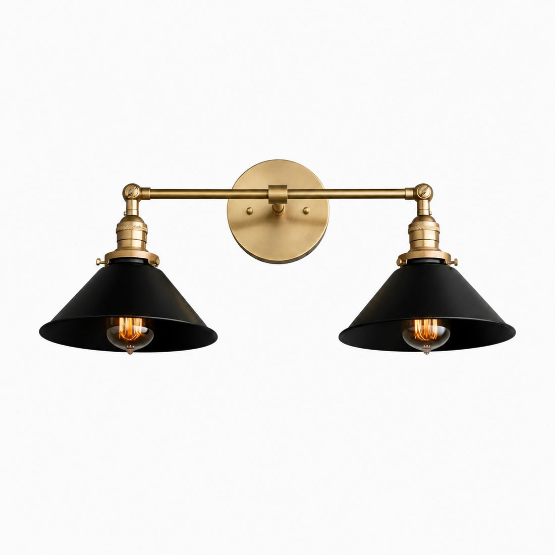 Conique Metal Industrial Wall Sconce with Dual Cone Shades - Vintage Metal Finish