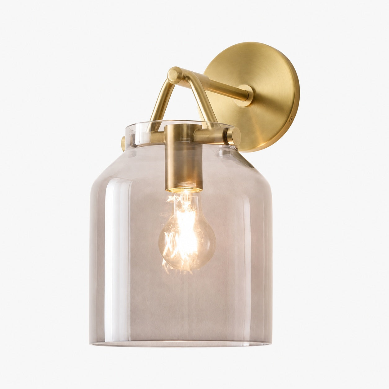Hanton Modern Minimalist Brass and Glass Sconce – Damp Rated for Bathrooms
