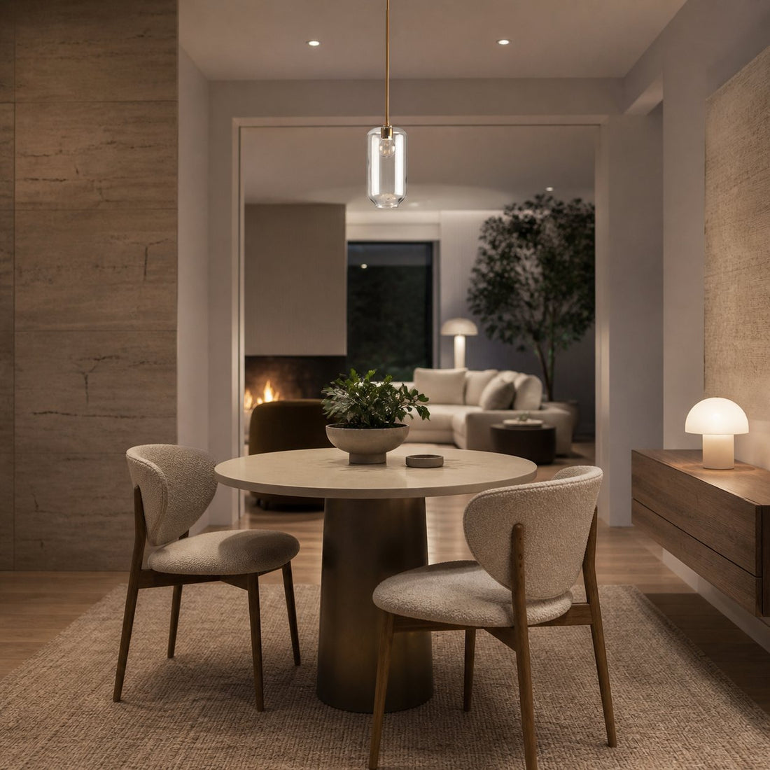 Lumivelle Pebble Pendant Light - Adjustable Glass Shade - Modern Lighting